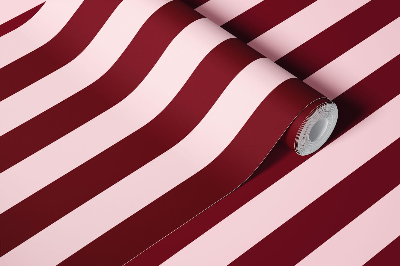 Burgundy & Rose Stripes wallpaper roll