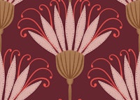 Big Deep Dark Red Retro Floral Large Flowers behang