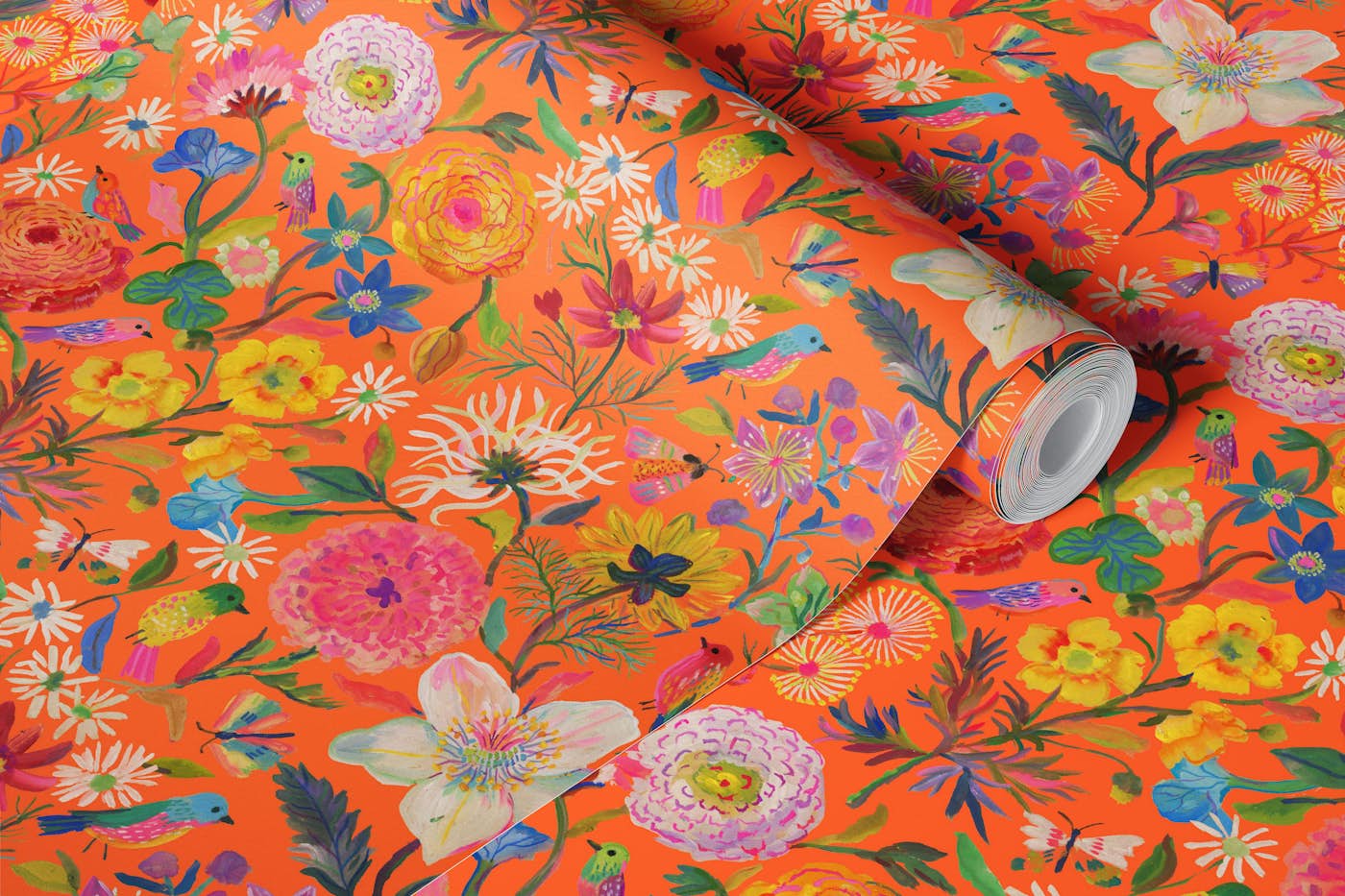 ranunculaceae Orange wallpaper roll