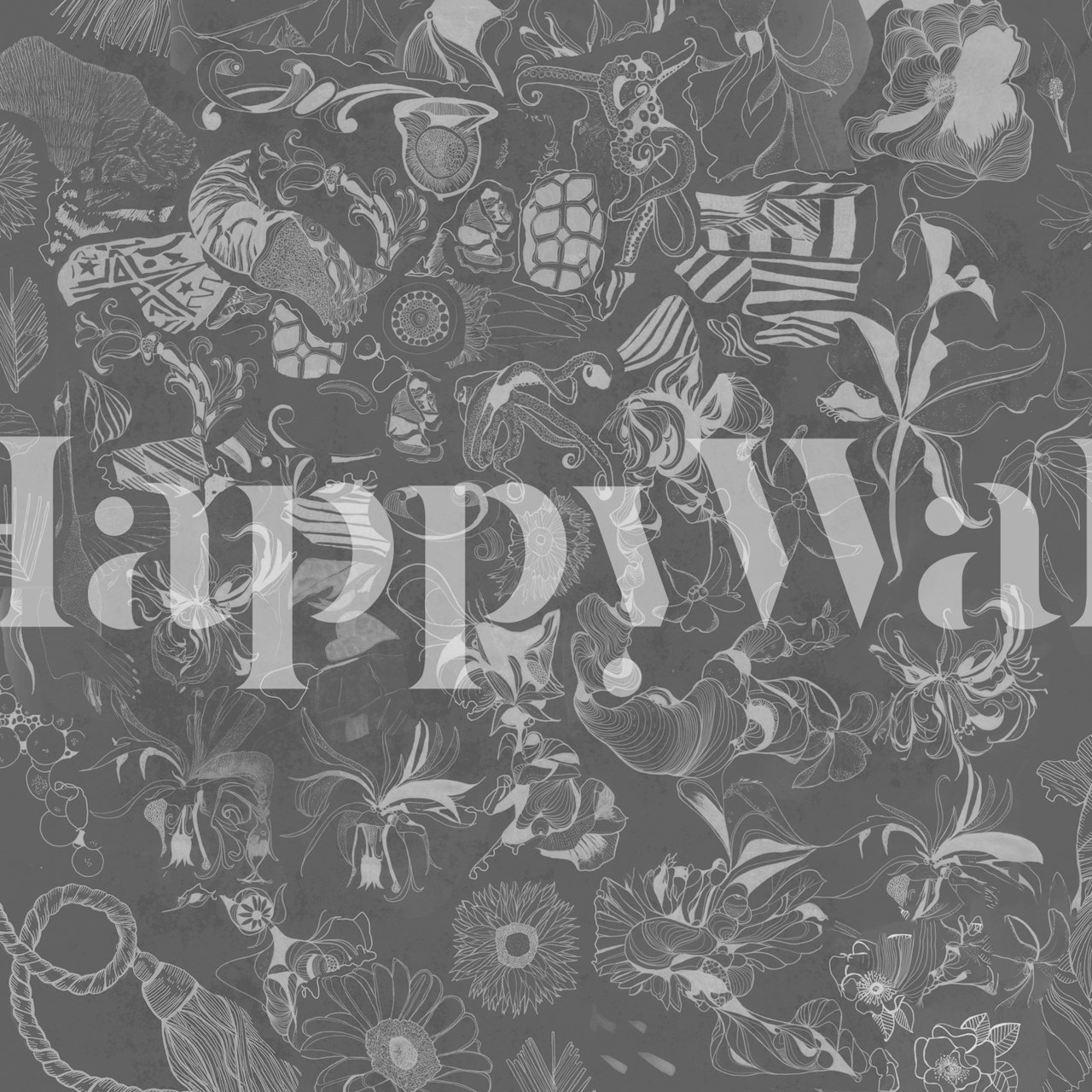 Elegant Nature in Charcoal wallpaper in a room