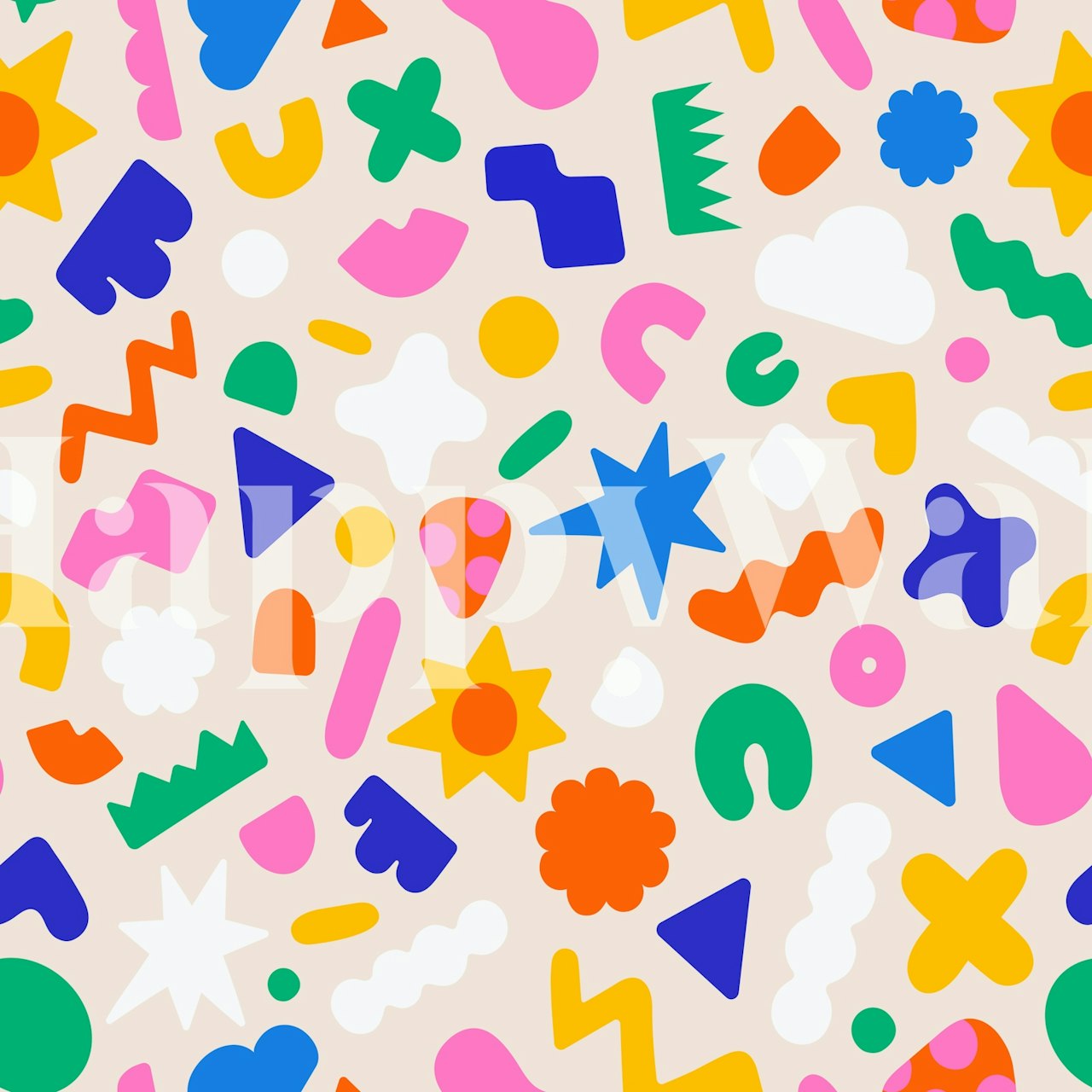 Värikkäät abstraktit muodot tapetti huoneessa