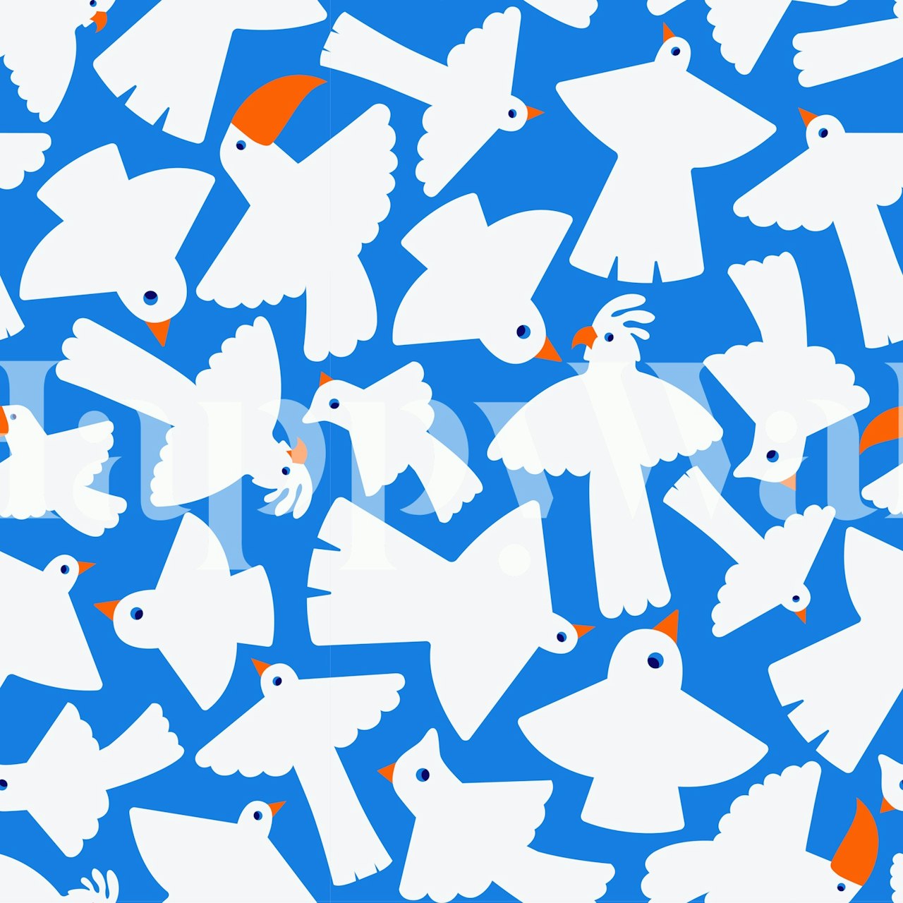 Papel pintado Blue Sky Birds en una habitación