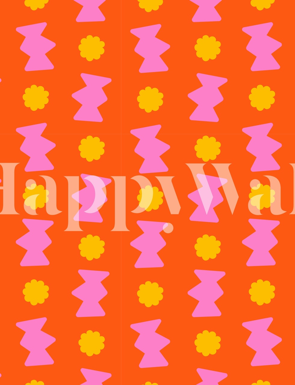 Papel pintado Orange Floral Delight en una habitación