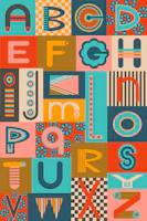 Geometric ABCs Mod Alphabet Postmodern Repeat tapete