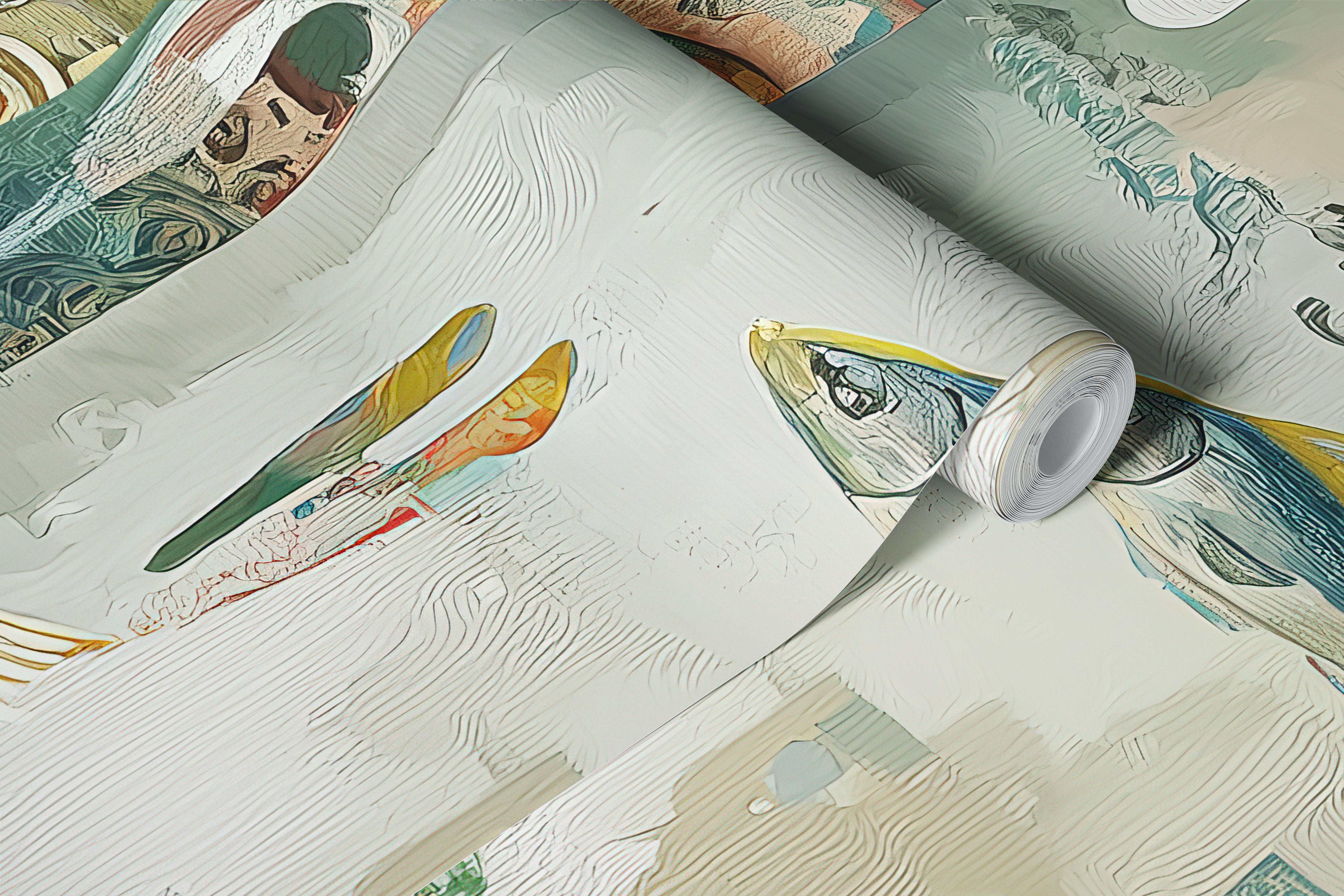 Colorful fish swimming in an abstract underwater scene wallpaper