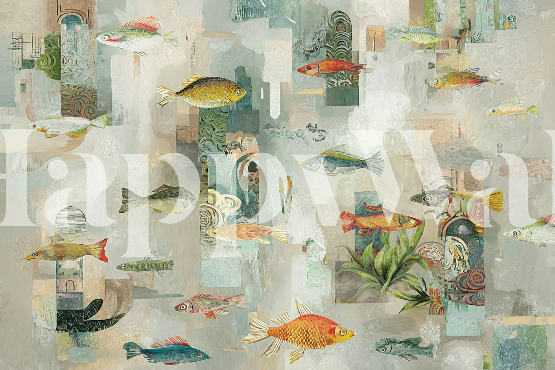 Underwater Urban Dreamscape-tapetti huoneessa