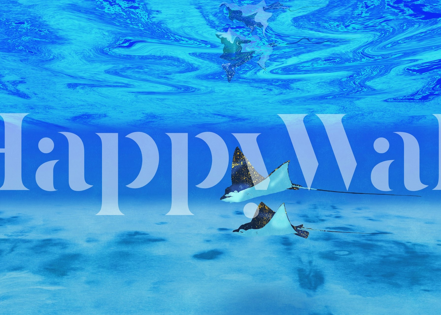 Manta rays swimming in blue water wallpaper