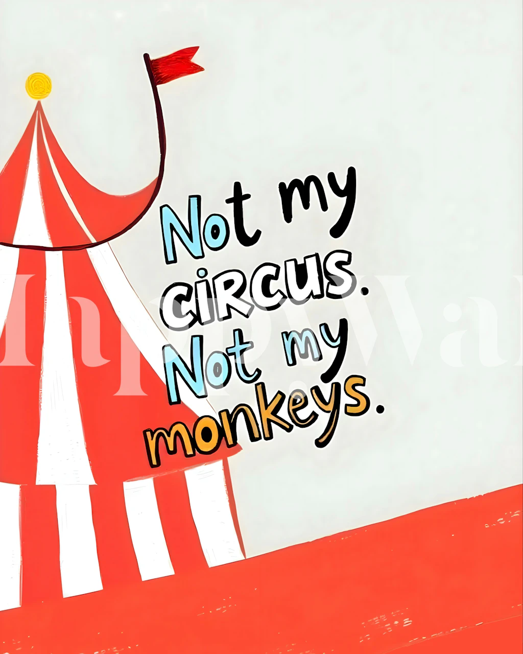 Circus tent with red and white stripes and playful text wallpaper