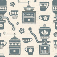 Vintage coffee grinders cafe core cream wallpaper