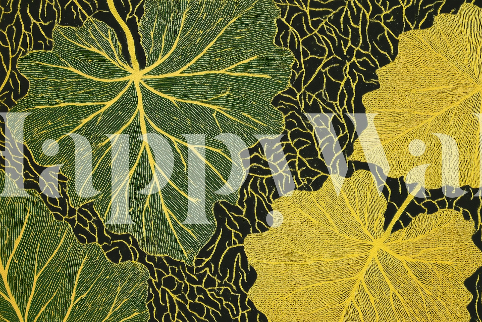 Papel pintado Yellow Ginkgo Leaf en una configuración de habitación