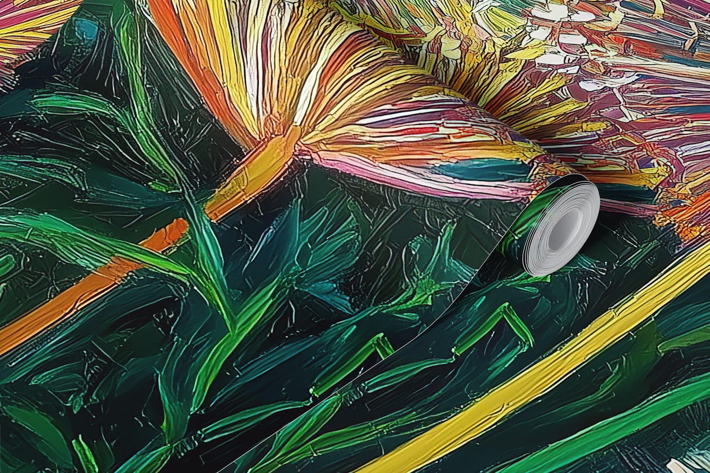 Vibrant Dandelion Fireworks wallpaper roll