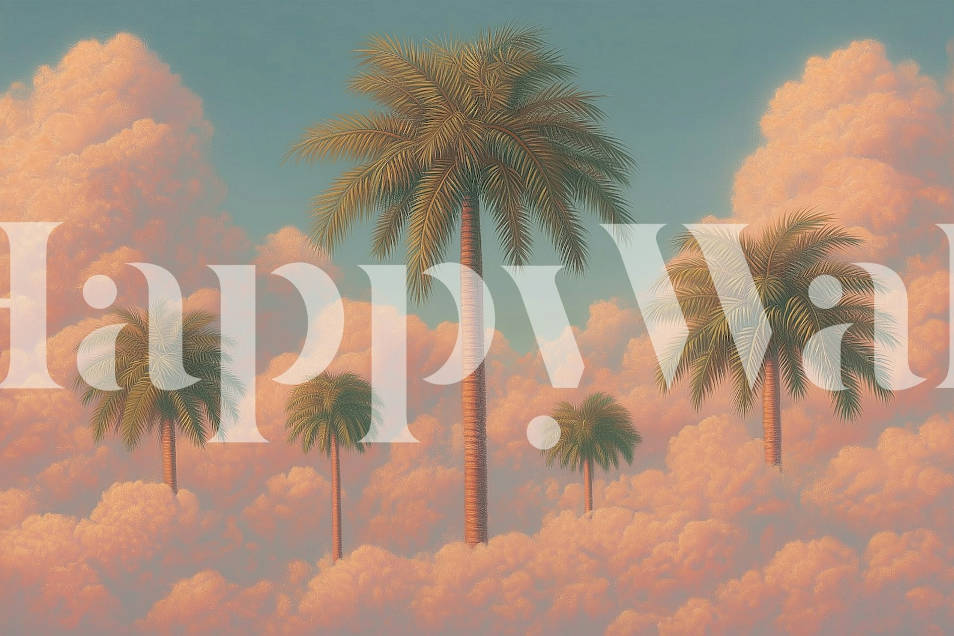 Palmupuutapetti huoneessa