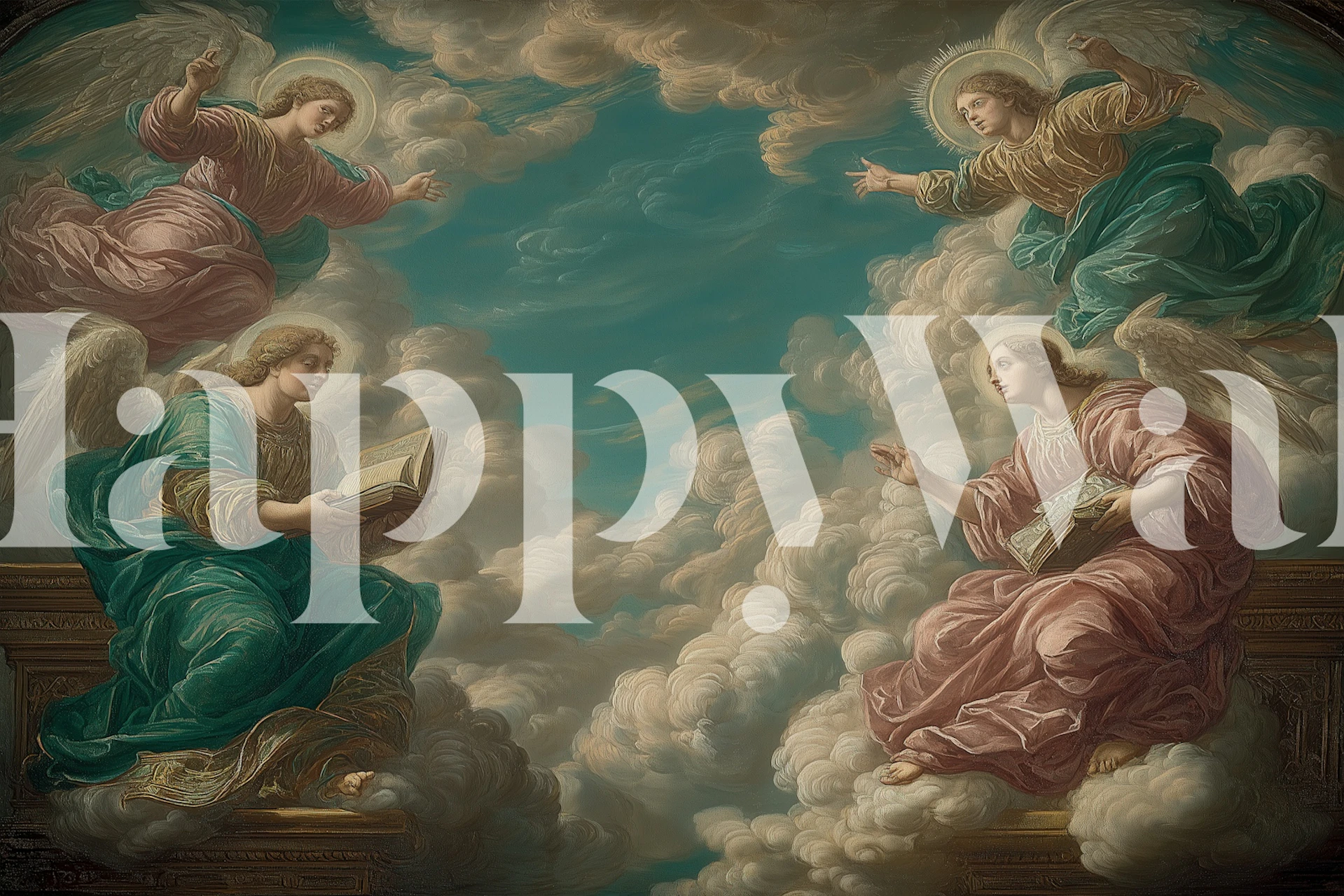 Heavenly Divine Meeting wallpaper in a serene setting