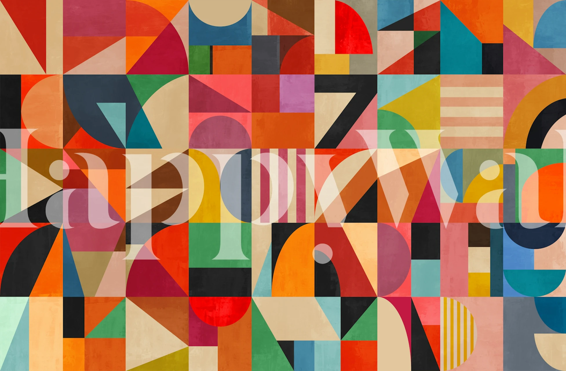 Colorful geometric patterns in bold shapes and hues wallpaper
