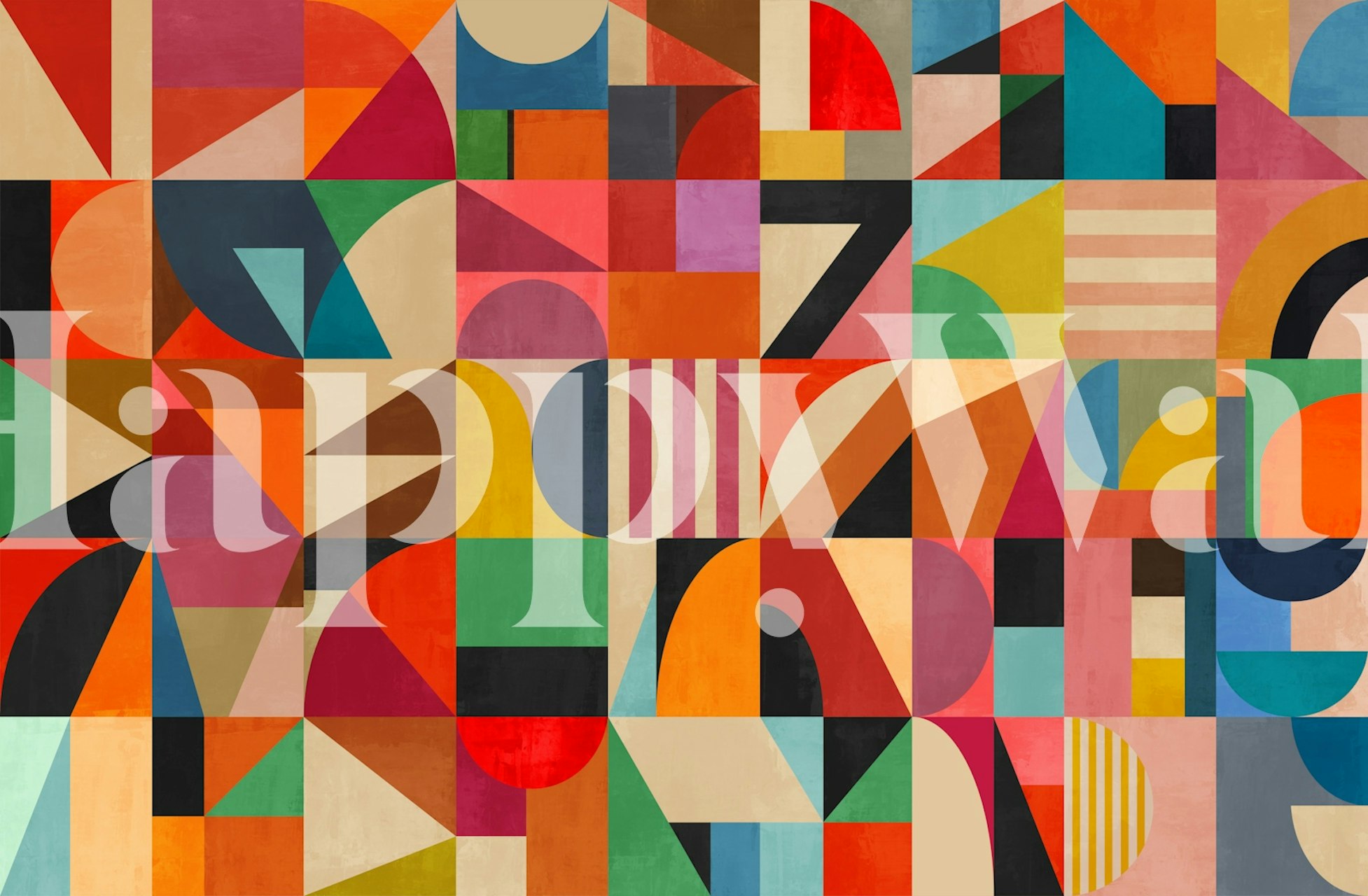 Vibrant Geometric Art tapet i et rom