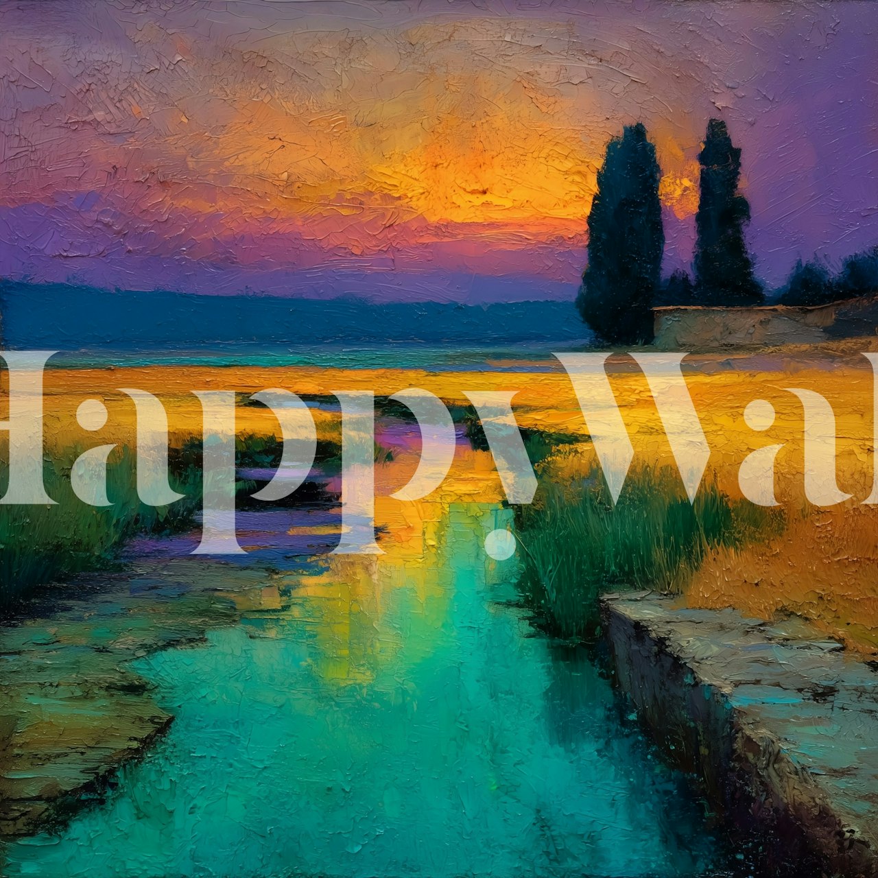 Tranquil sunset wallpaper in a room