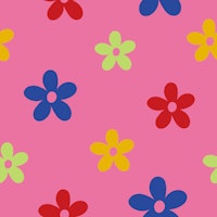 Bright Simple Flowers on Bright Pink wallpaper