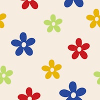 Bright Simple Flowers on Cream White tapete