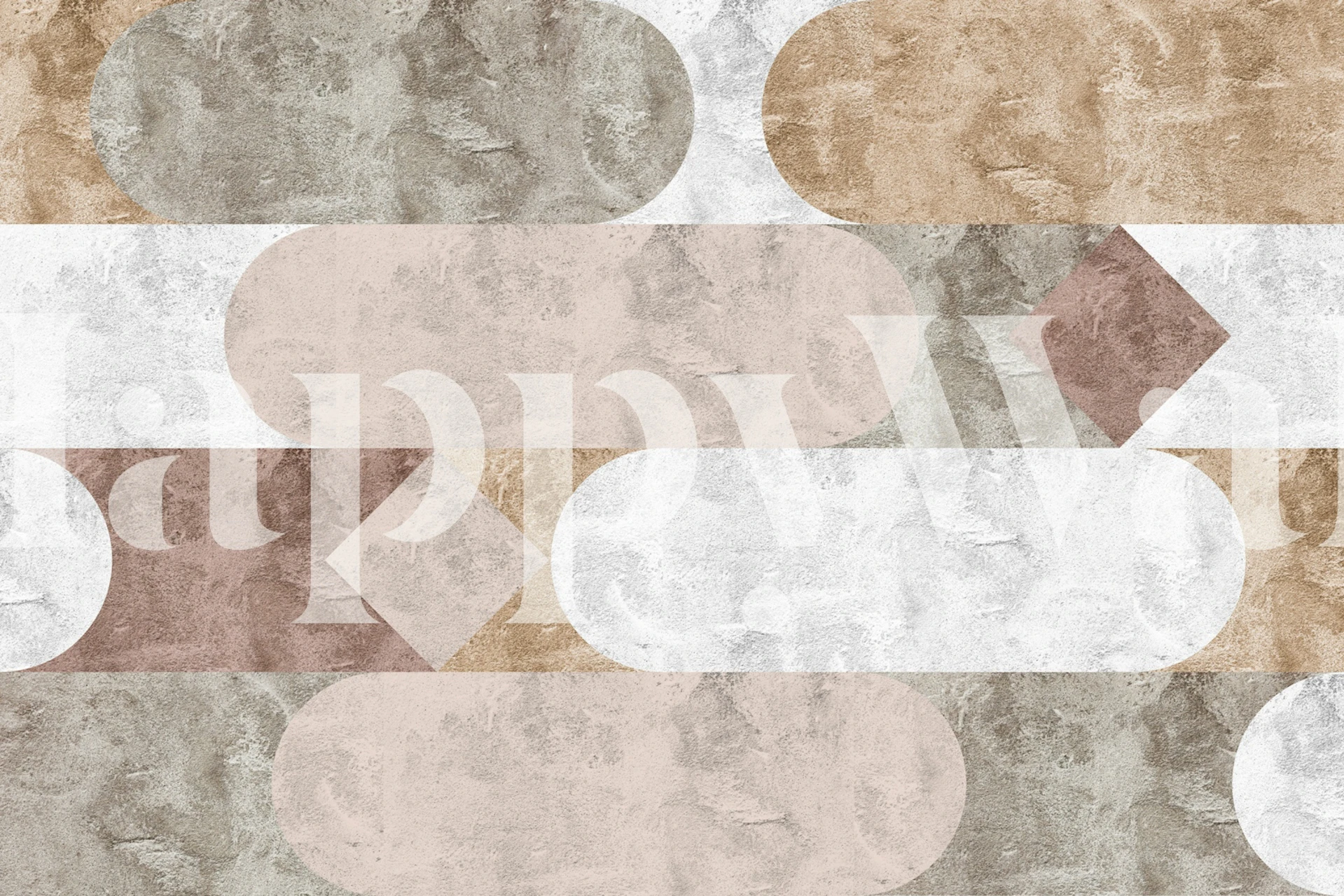 Geometric shapes in earthy colors: beige, pink, brown wallpaper