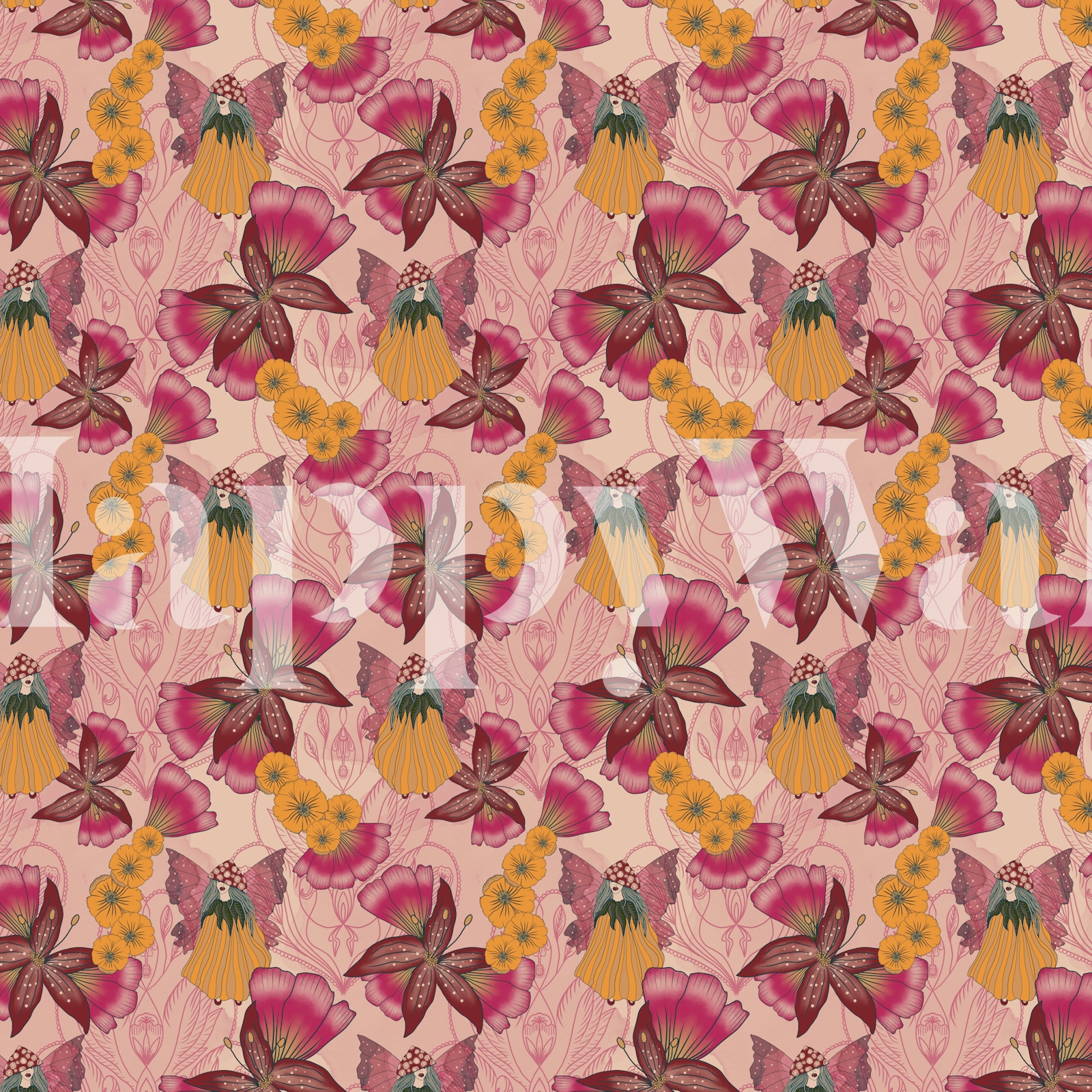 Pink Floral Vintage Wallpaper for Home Decor