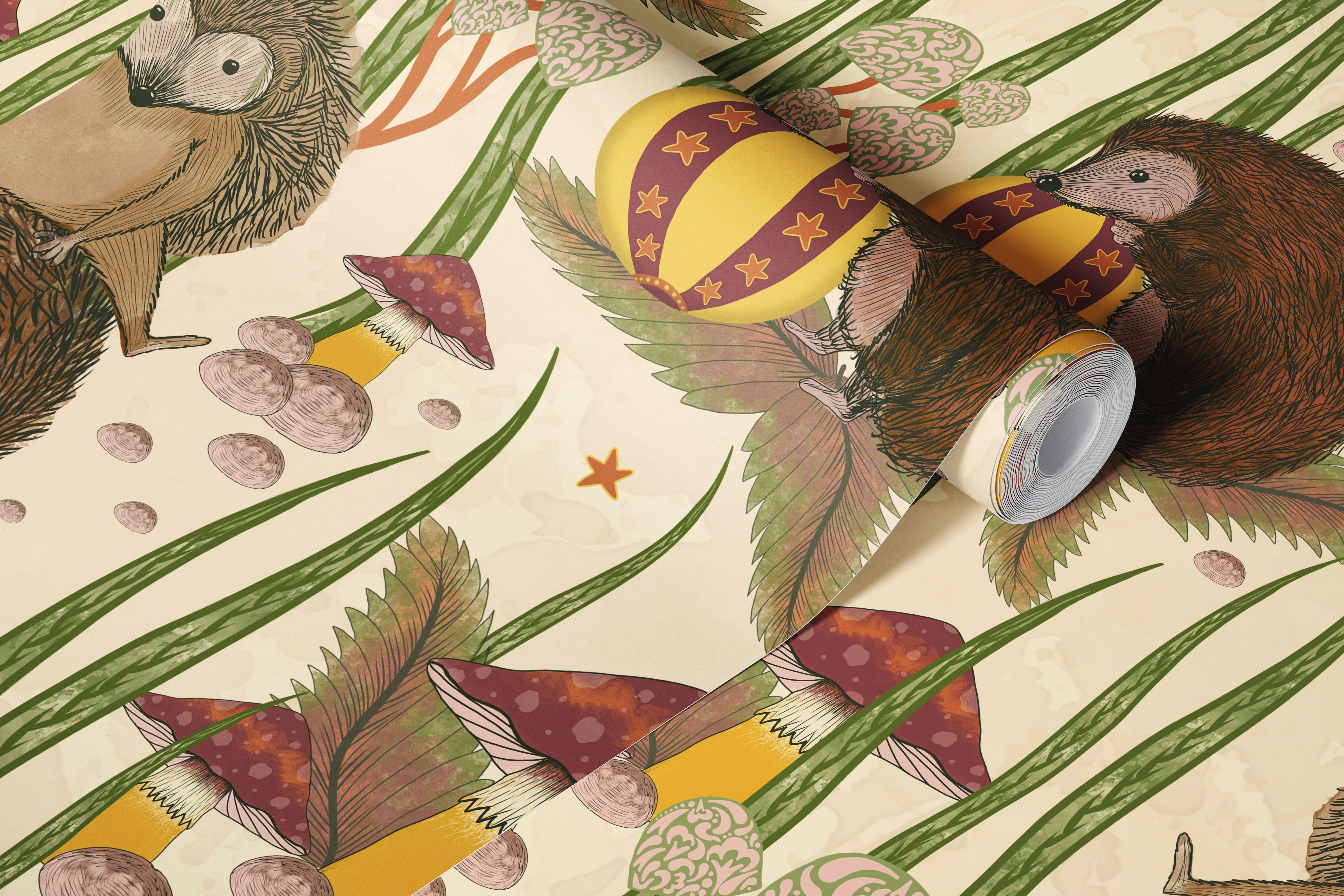 Design tapety Hoppy Hedge Cream v místnosti