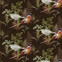 Country Pheasant - Dark Brown wallpaper