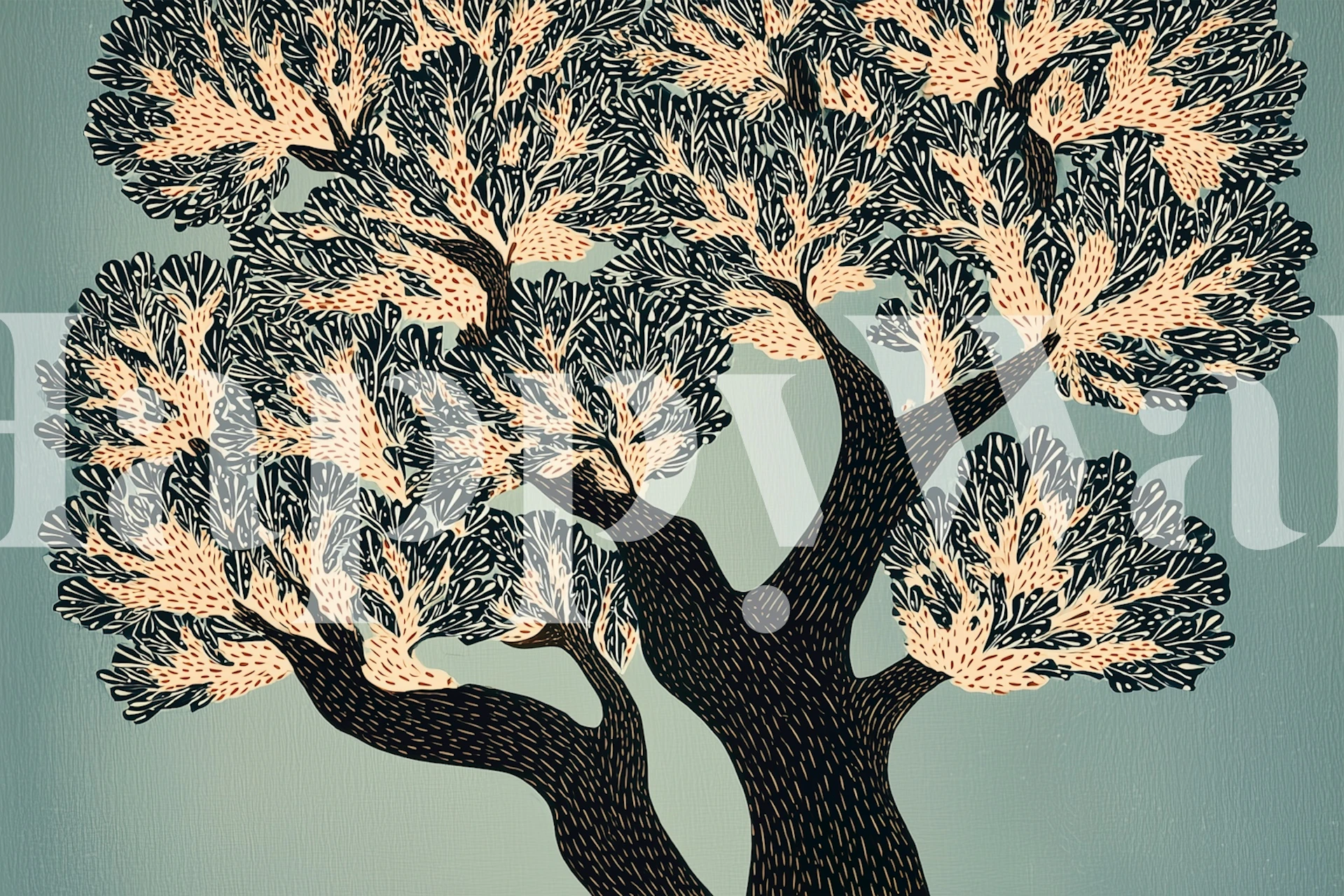 Abstract black and white tree design wallpaper