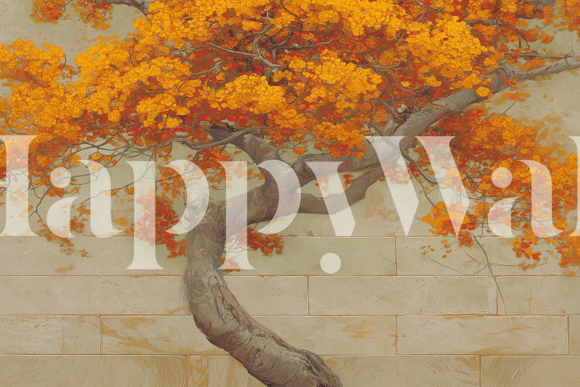 Papel de parede Autumn Tree Wall em um quarto