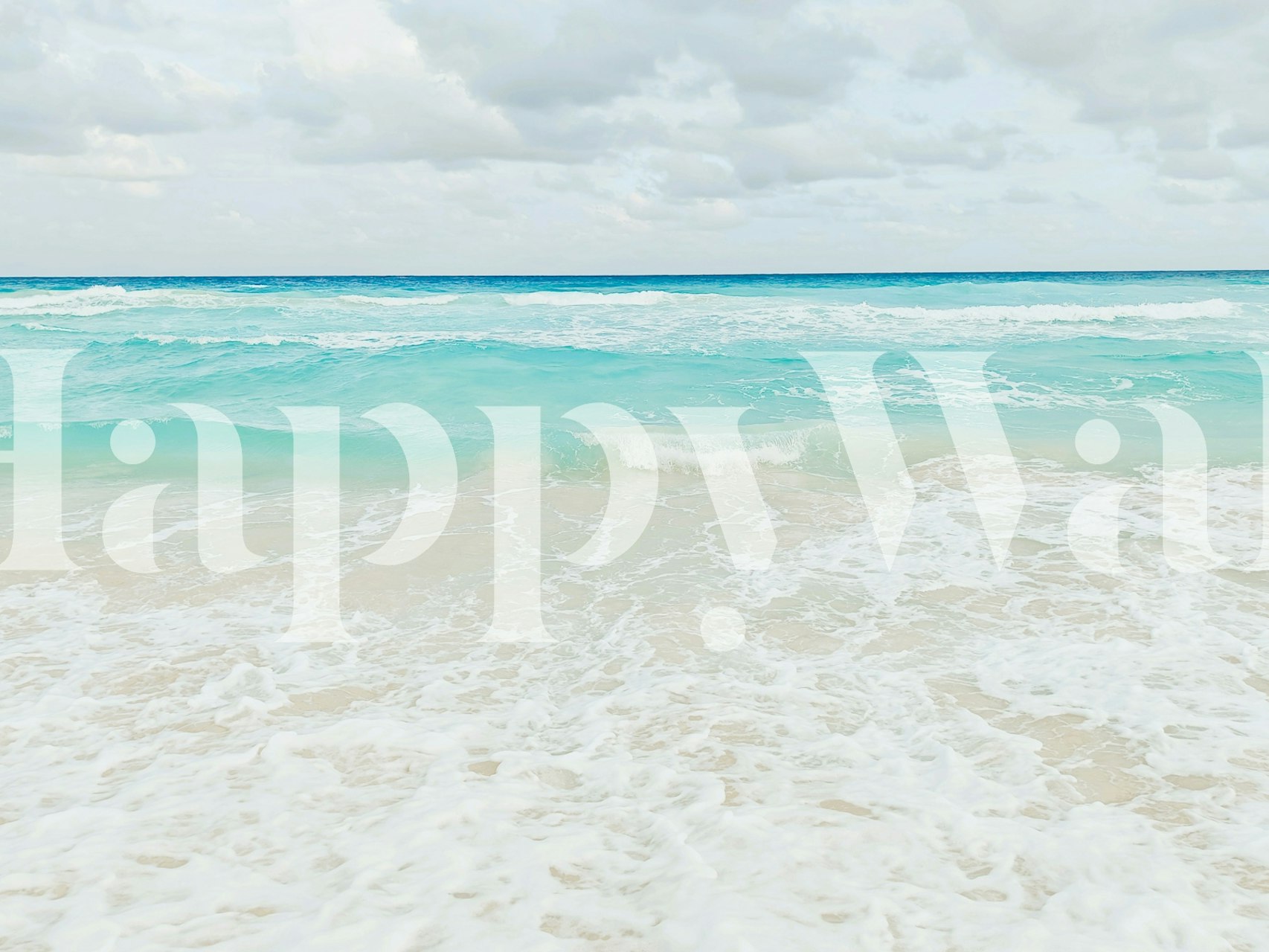 Ταπετσαρία Turquoise Shore σε ένα στυλάτο δωμάτιο