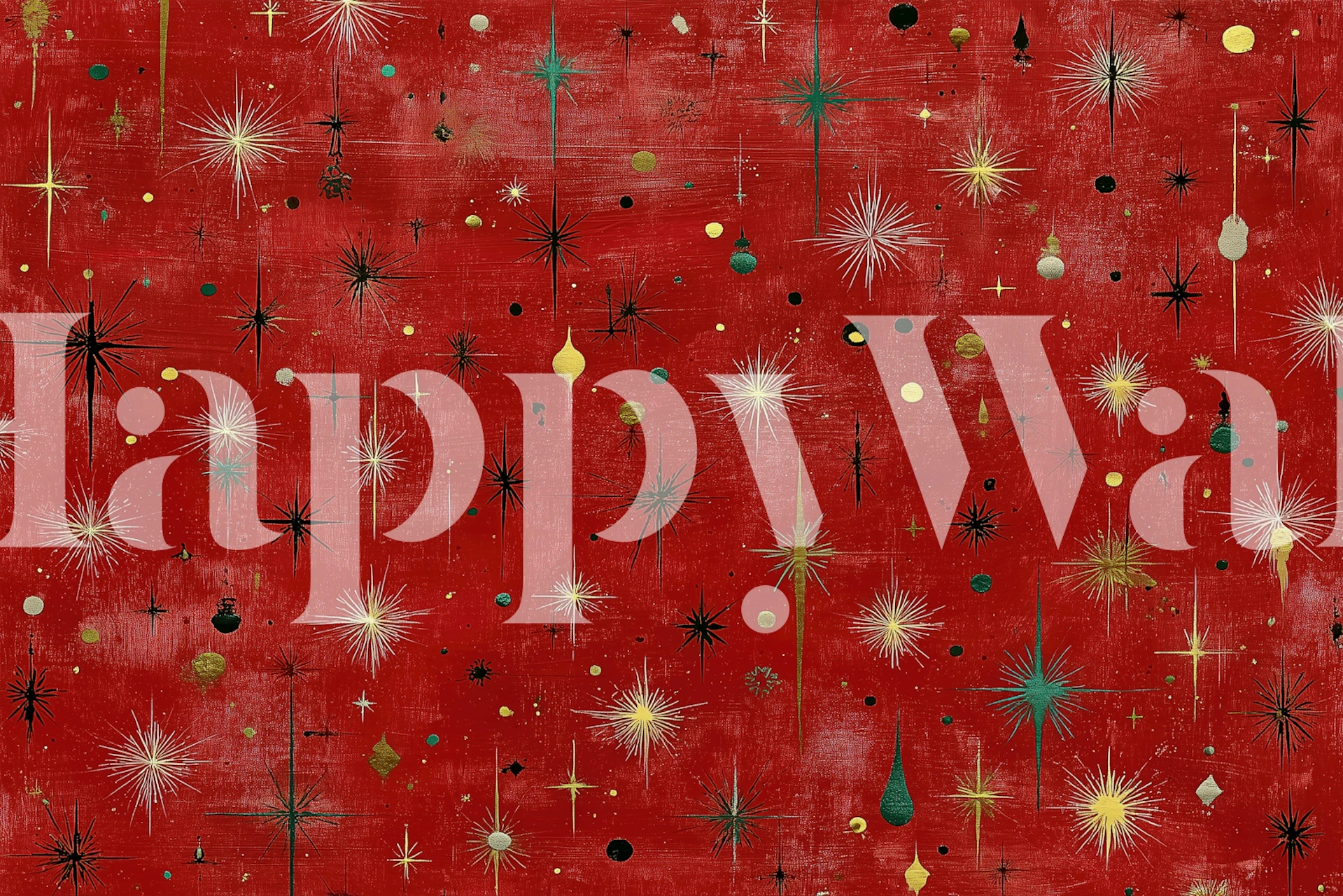 Retro Christmas Starburst wallpaper in een kamer