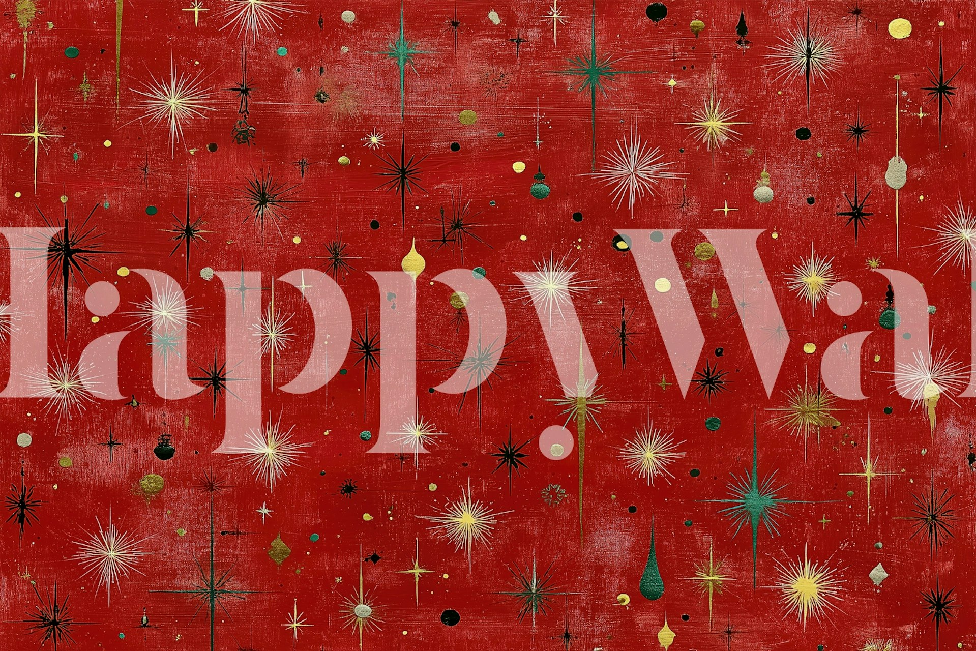 Retro Christmas Starburst wallpaper in a room