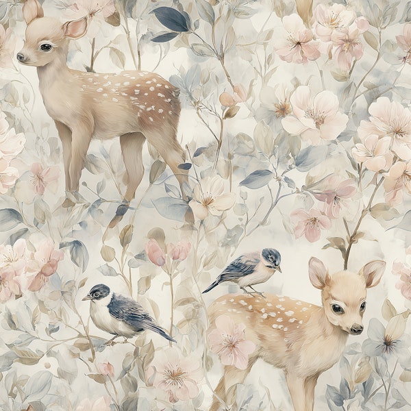 Enchanting Forest Animals and Blossoms