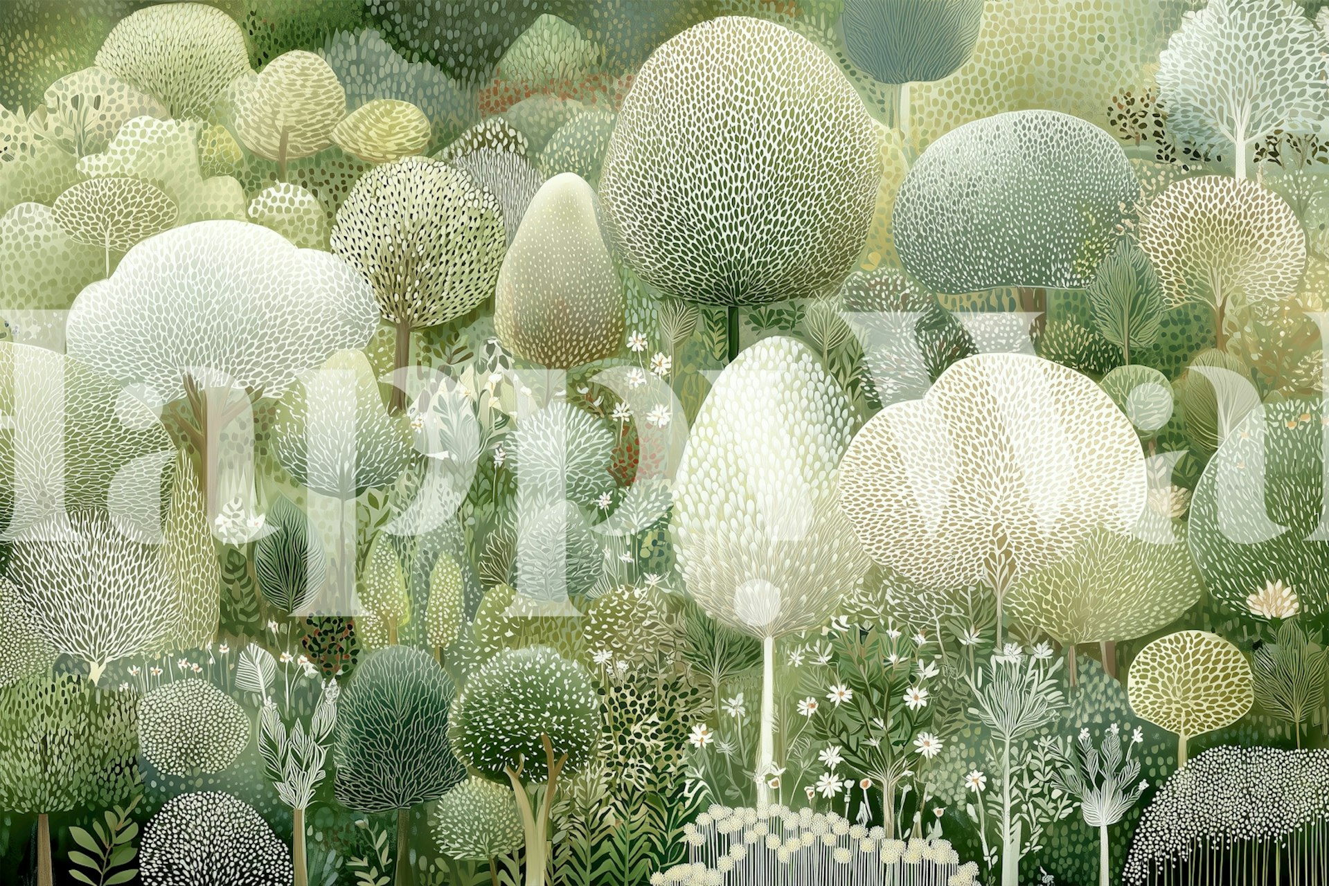 Dreamy Green Forest tapet i et rum