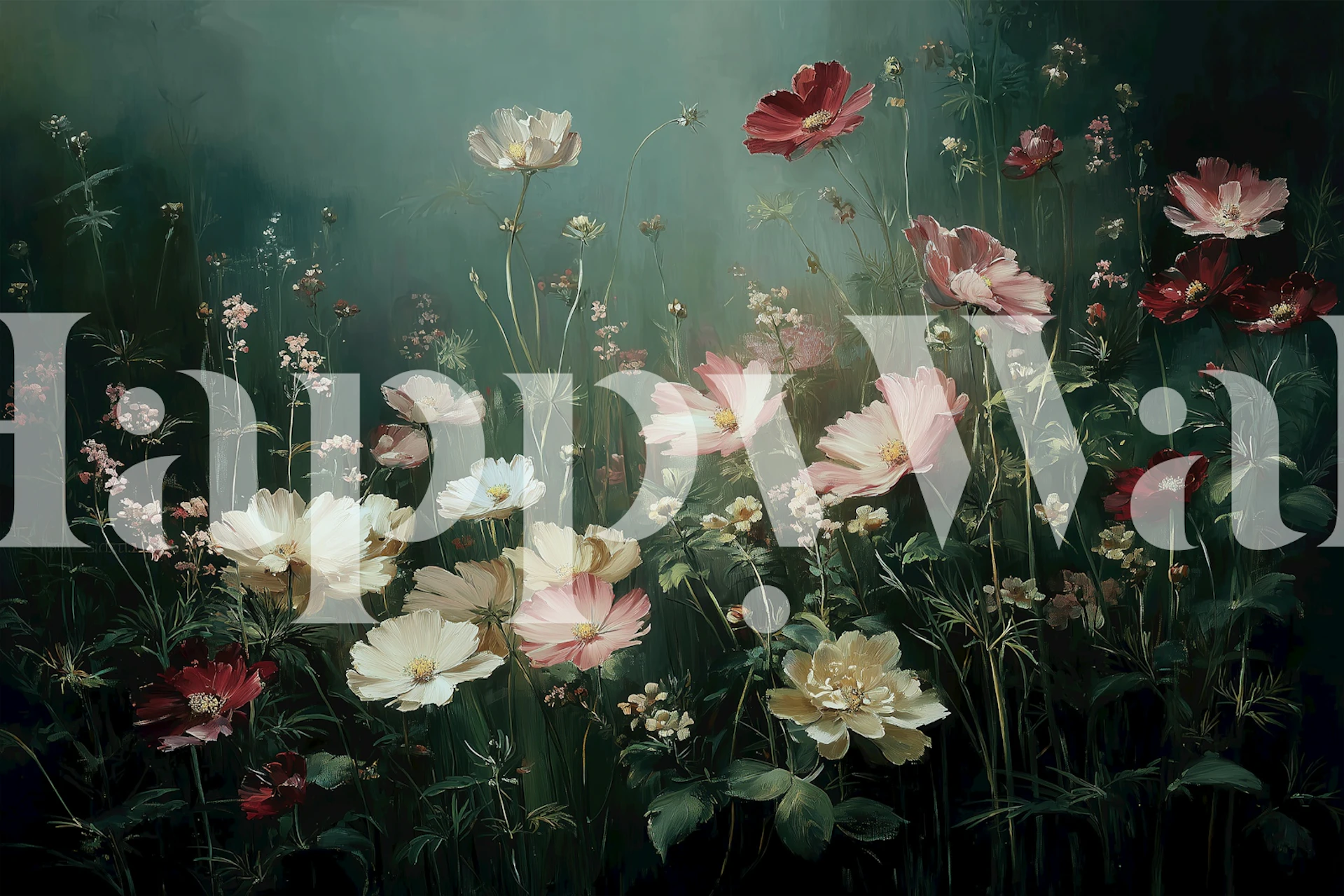 Floral arrangement with white and pink flowers on a dark background wallpaper