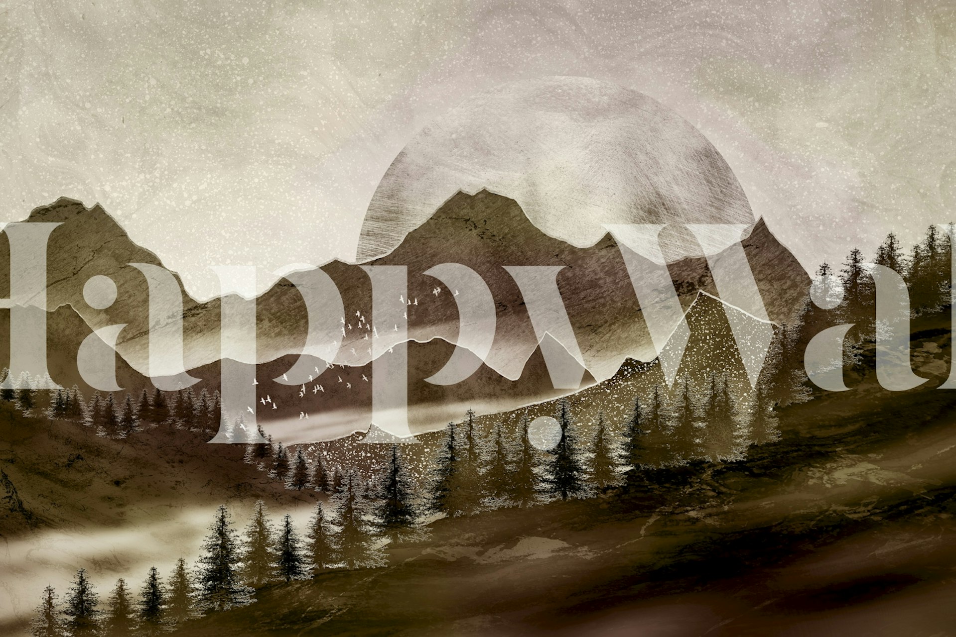 White Birds Valley tapet i ett mysigt rum