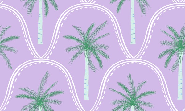 Preppy coastal framed palm tree on lilac