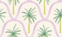 Bright preppy palm tree on cream papiers peint