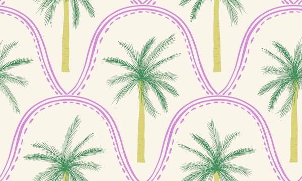 Preppy palm trees in Miami green and violet