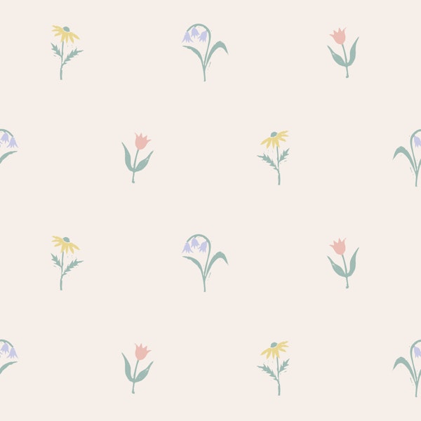 linocut floral - soft spring