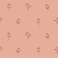 linocut folk floral - mid century pink papel pintado