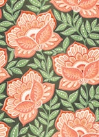 Boho Peach Coral Chintz Floral in Green Large ταπετσαρία