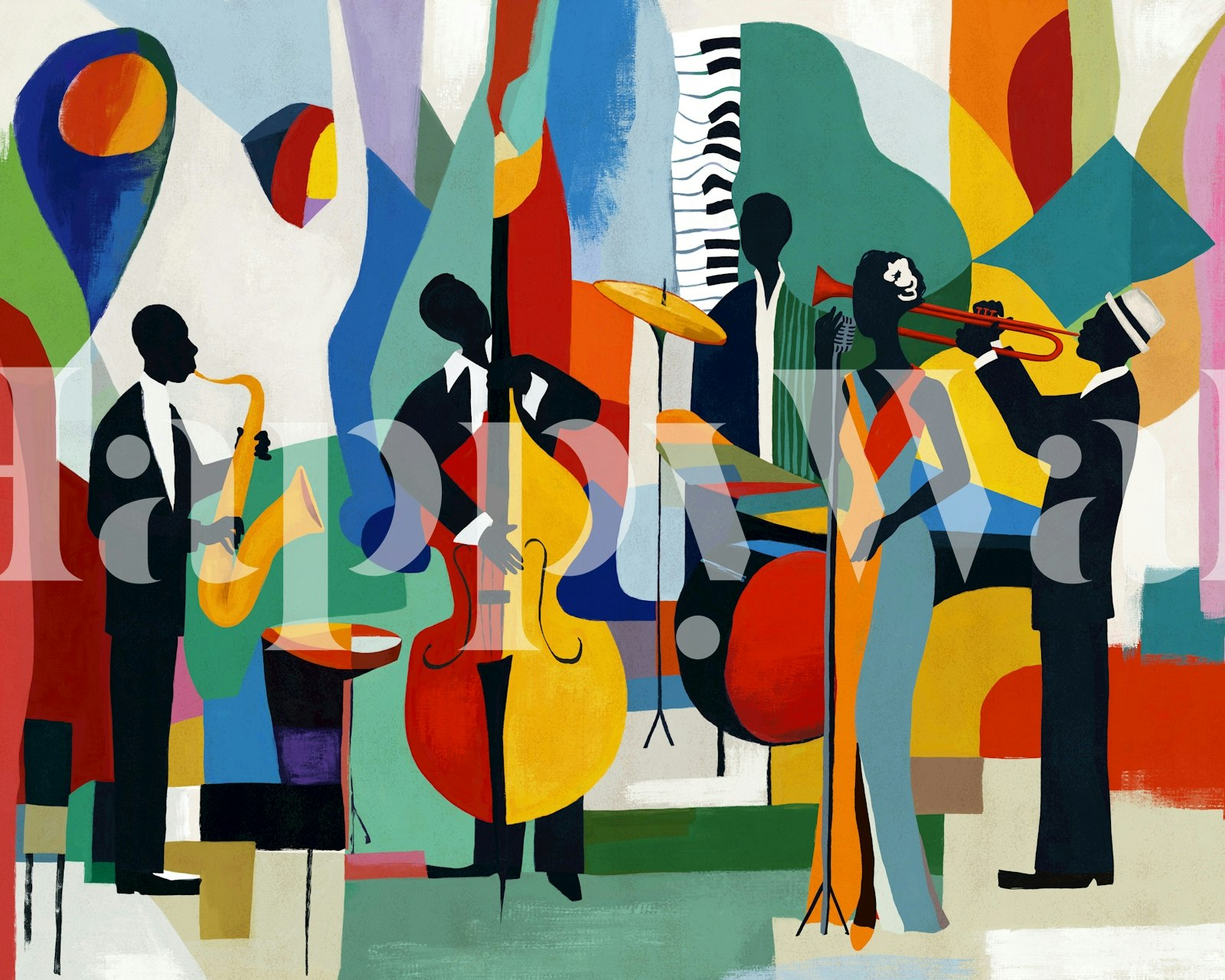 Old Time Jazz wallpaper design in a room