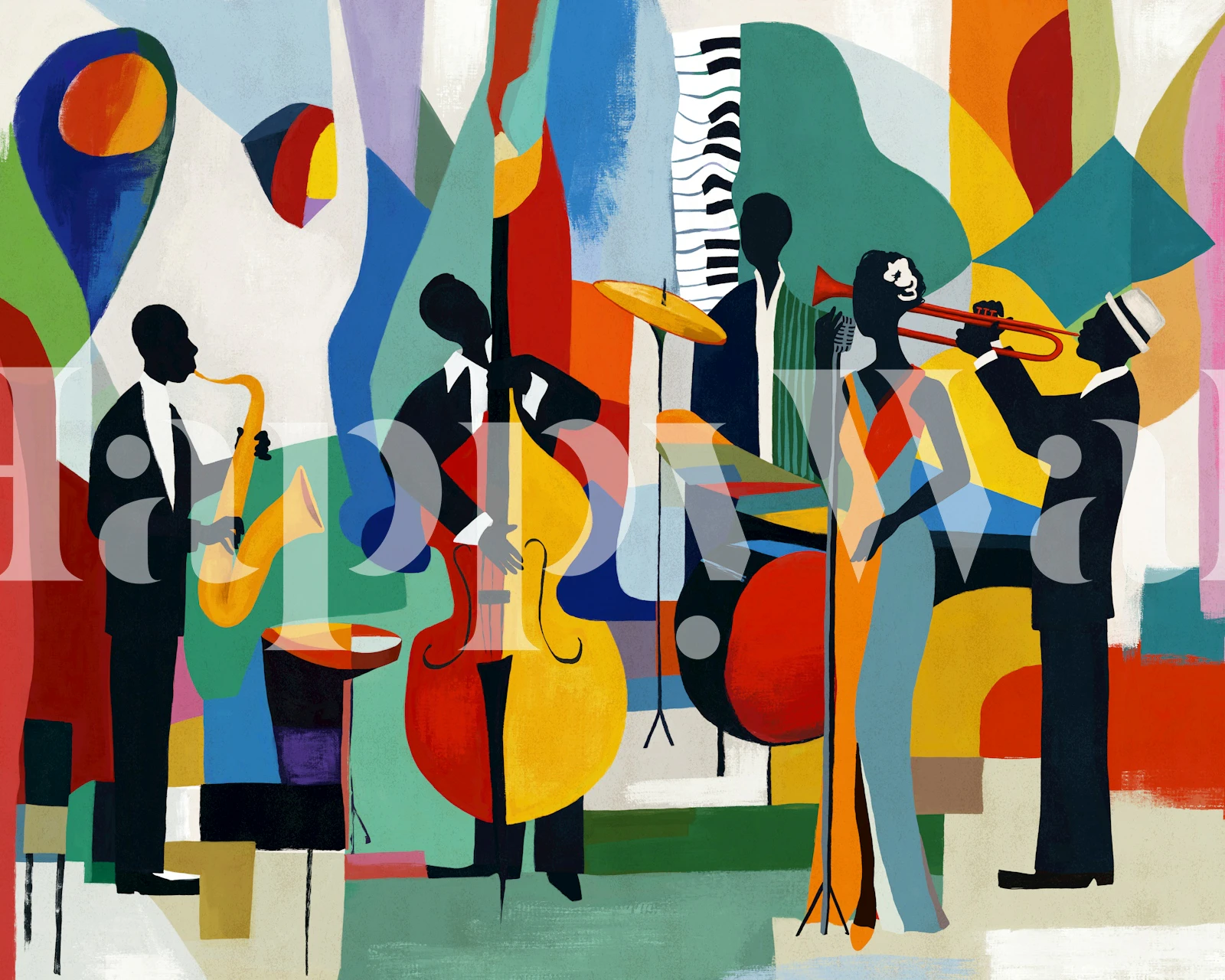 Old Time Jazz wallpaper design in a room