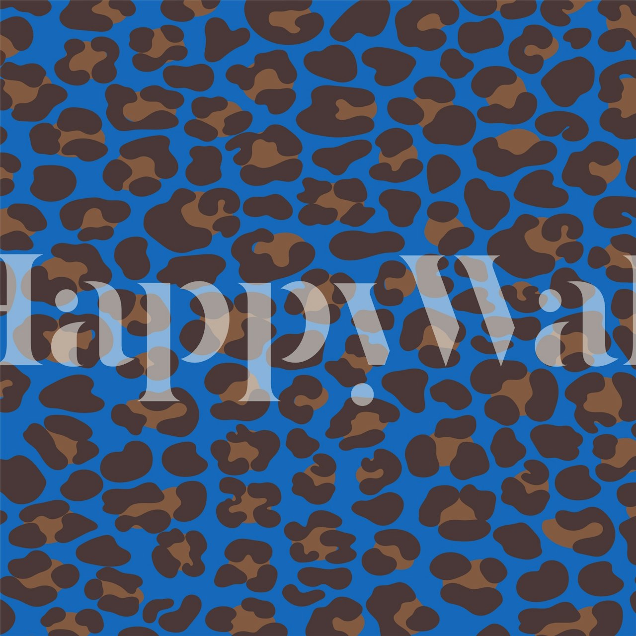 Leopard print patterns in brown on azure blue wallpaper
