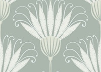 Sage Green Art Deco Floral Retro Geo Flowers behang