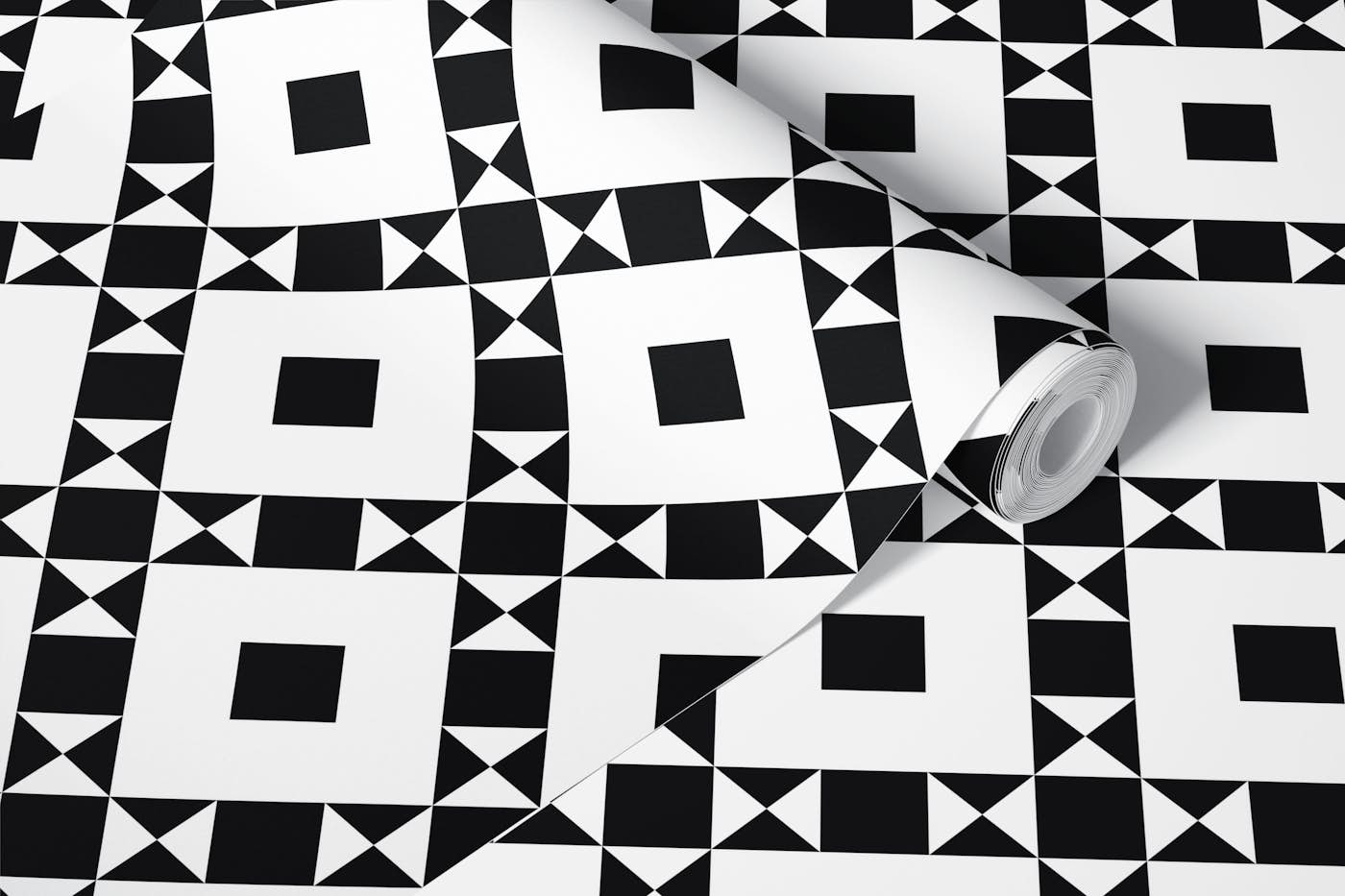 Black and White Minimalist Quilt Blocks - M wallpaper roll