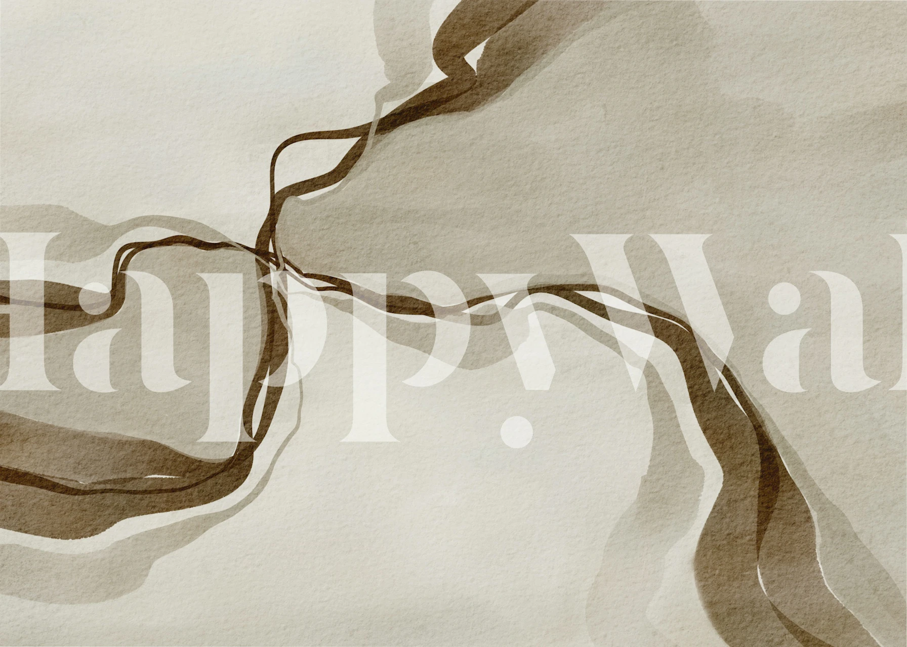 Minimalist fluid art wallpaper featuring brown abstract curves