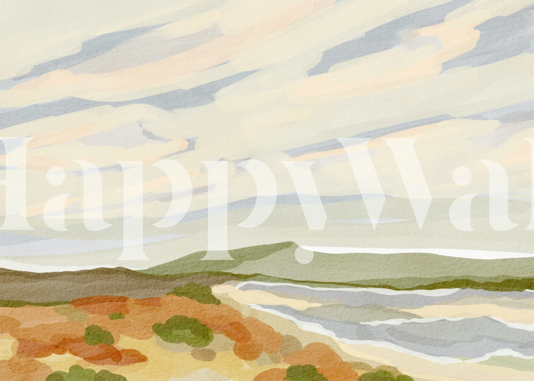 Soothing Shoreline Scene tapetti huoneessa