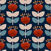 Modern retro - nordic - Scandinavian flowers wallpaper