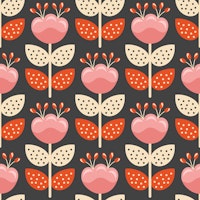 Nordic - Scandinavian flowers - pink grey wallpaper